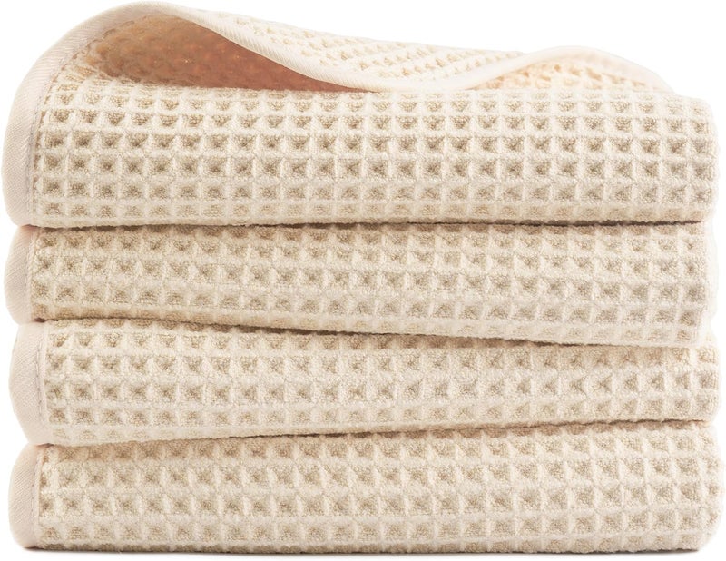 Polyte 430 GSM Microfiber Lint Free Hand Towel, 16 x 30 in, 4 Pack (Waffle Weave) - Image 1
